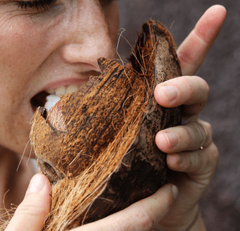 Bite on coconut