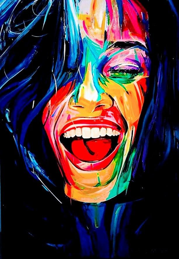 Woman sketch colorful smiling