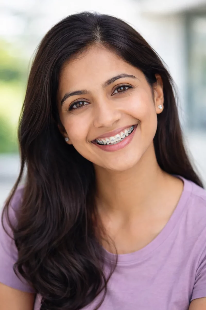 Girl with braces Braces in Panipat- Dr. Nikhil's Dental